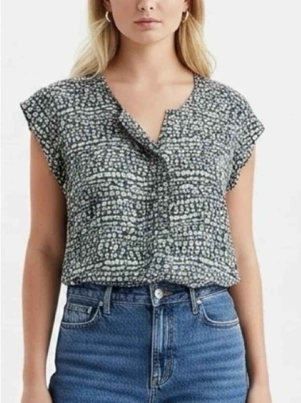 Artisan NY Blue Printed Short Sleeve Top
